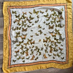 Butterfly Print Silk Scarf hand rolled